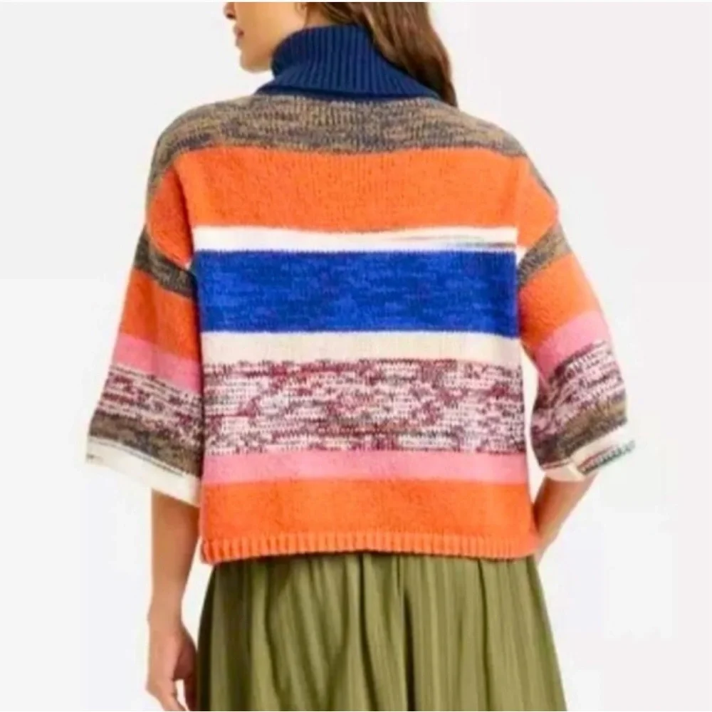 NWT, Knox Rose Cozy Colorful Striped Knit Turtleneck Sweater, Sz XS - Picture 2 of 16